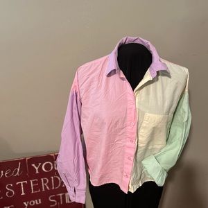 Color block 80’s style cropped top